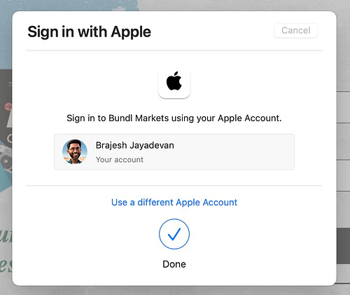 Apple Sign-In Authentication Screen